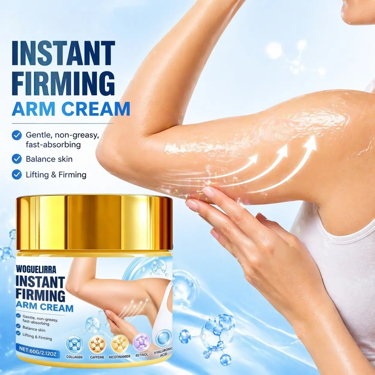 Strong Firming Effect Bee Venom Sculpture Arm Cream, Moisturizing and Tightening, Instantly Lifts Loose Skin, for Arms, Abdomen, Thighs, Buttocks