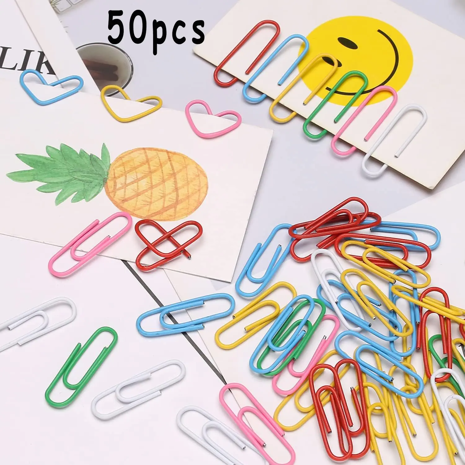 50PCS Paper Clips, 1.1 Inches (28mm) Colored Paper Clips | Vinyl Coated Colored Paper Clips, Rust Resistant, Suitable for Office, School, DIY Projects, Bookmarks and Document Organization