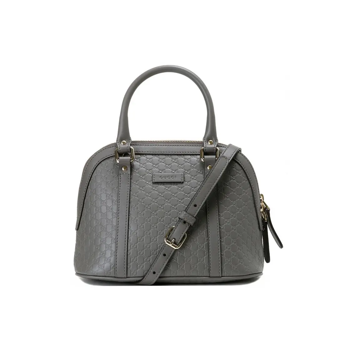 Gucci Monogram-Embossed Calfskin Clamshell Handbag for Women, Small Size, Gray