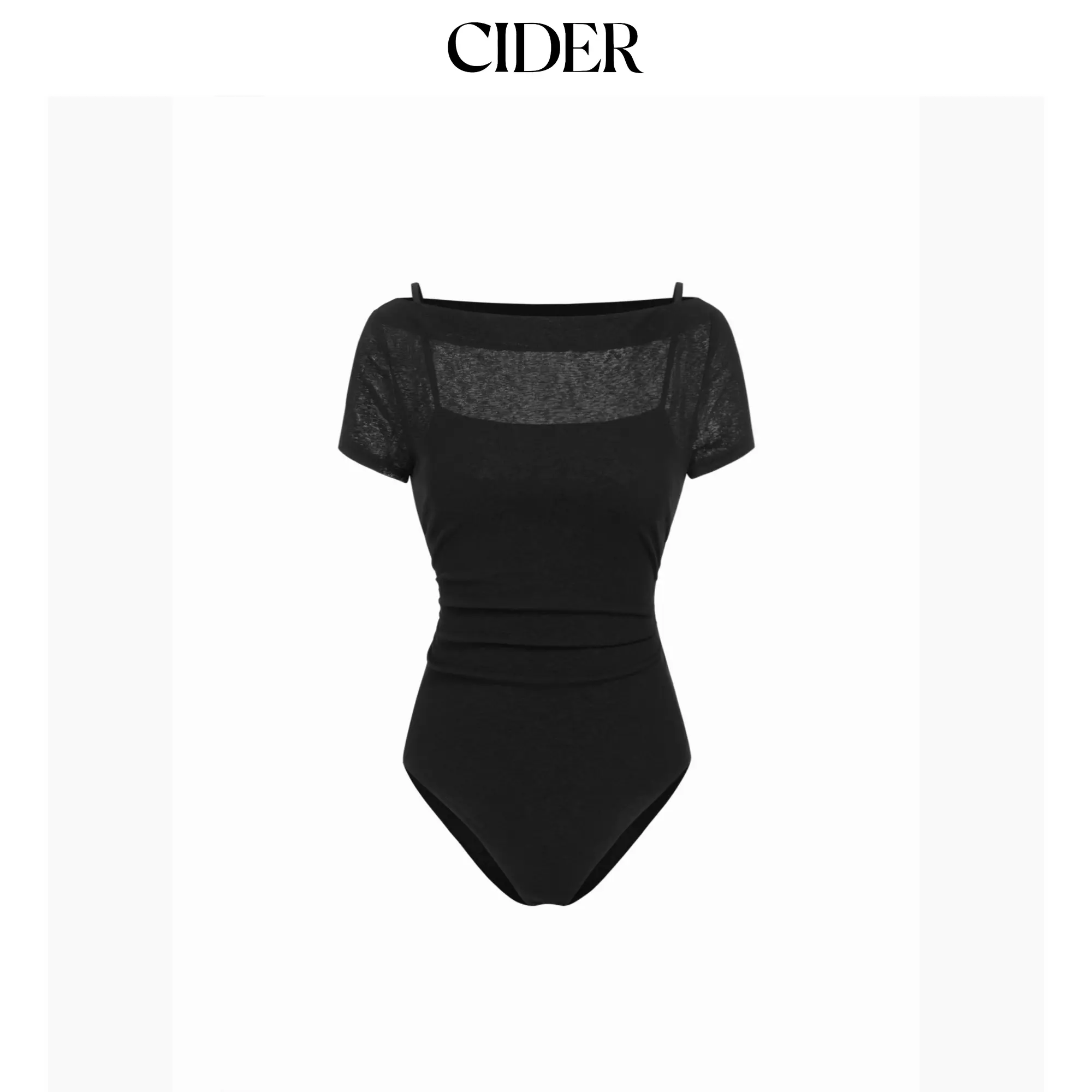 Cider High Stretch Off-shoulder Ruched Bodysuit