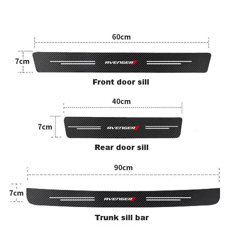 Carbon Fiber Car Door Sill Threshold Protector Auto Stickers Decals For Dodge AVENGER Logo SRT SXT RAM DART Accessories