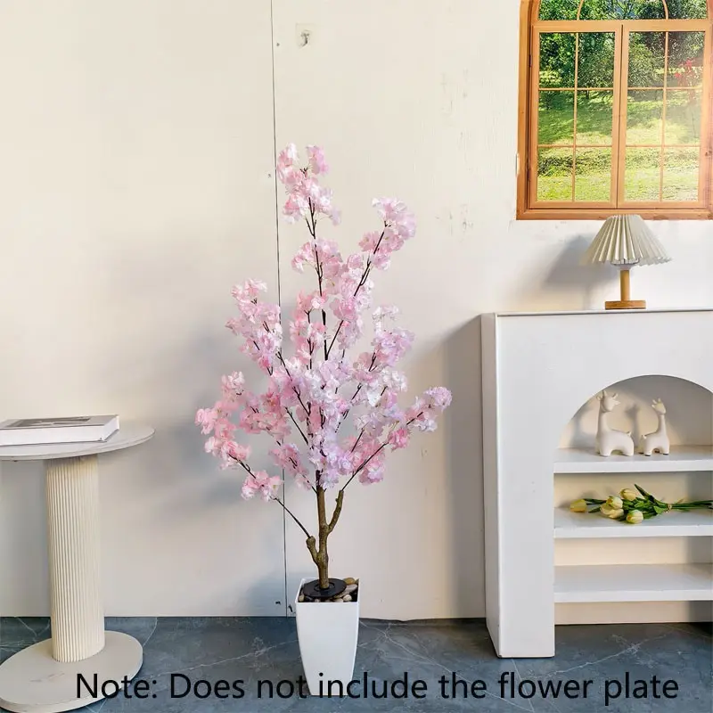 120 cm artificial imitation pink cherry blossom tree - wishing tree, an imitation flower tree for home floor decoration, suitable for living room, terrace, wedding and festival decorations, outdoor decorations, artificial plants (without pot)