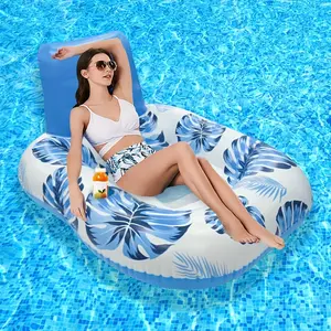 Inflatable Folding Floating Bed, Thick PVC Square Seat Float Mat, Beach Sports Lounge Chair, Pool Water Hammock, Air Mattress Bed