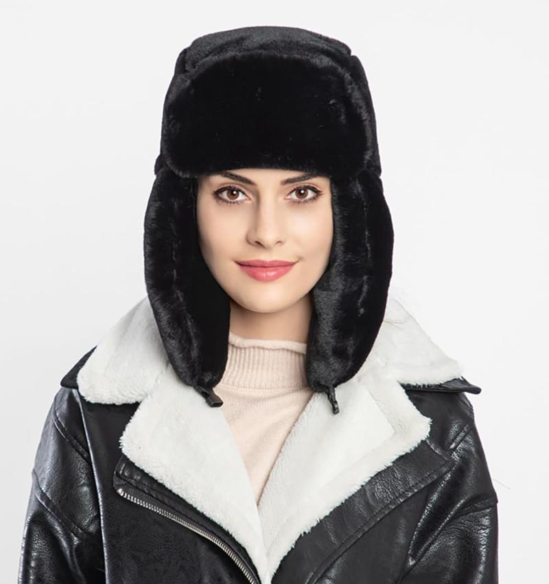 Women's Trapper Hat Faux  Winter Hats Fuzzy Russian Hat with Buckle Trooper Warm Ski Cycling Ear Flap Hat 2025