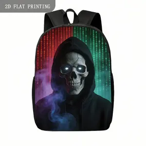 1pc Hacker Hoodie with Digital Code Background and Mysterious Smoke Effect Durable Comfortable Design Backpack Large Suitable for Valentine's Day and Back-to-school Gifts., for Teenager