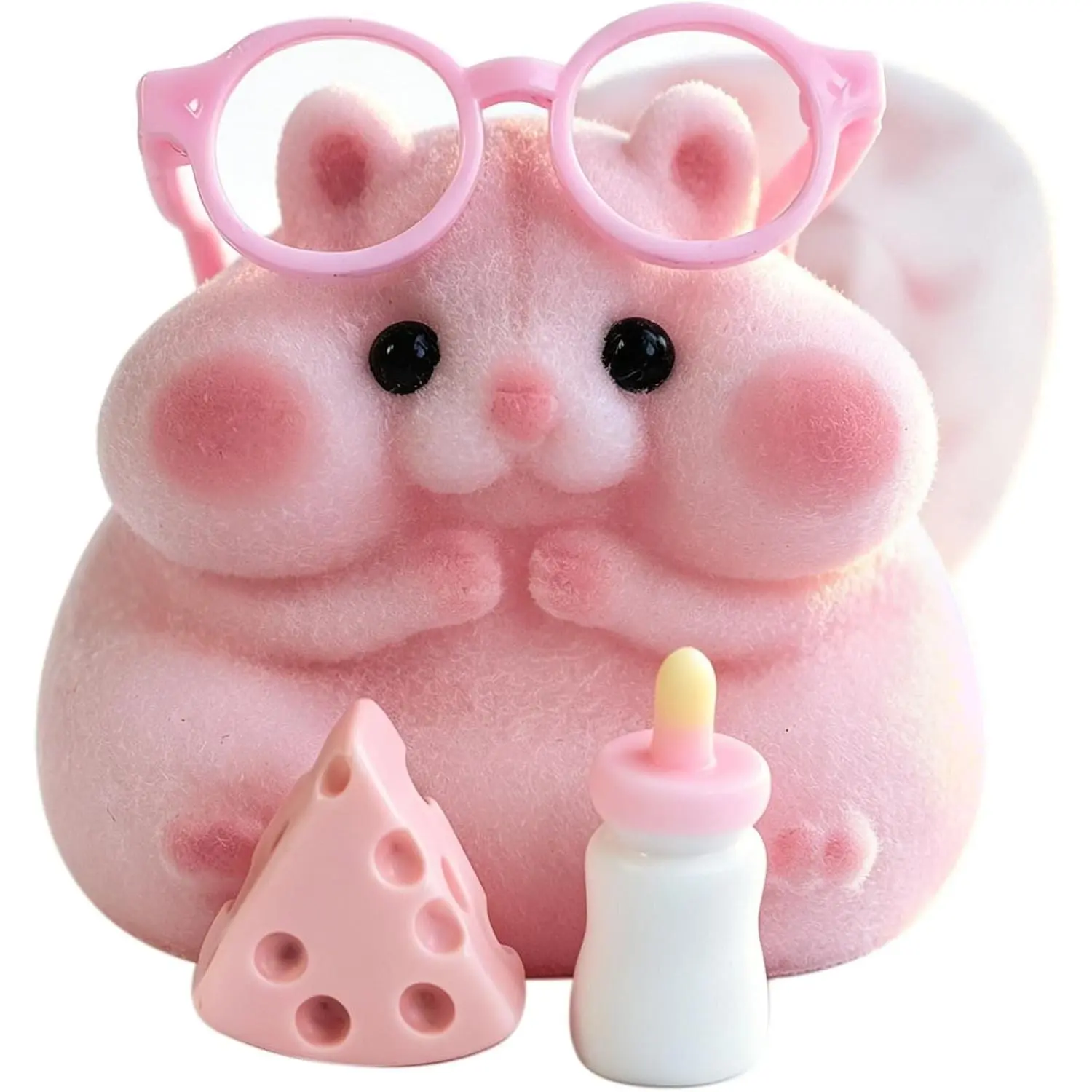 Handmade Squishy Hamster Fidget Toy, Cute Realistic Soft Silicone Mochi Plushie, Stress Relief Sensory Anxiety Gift for Adults & Kids (Pink)