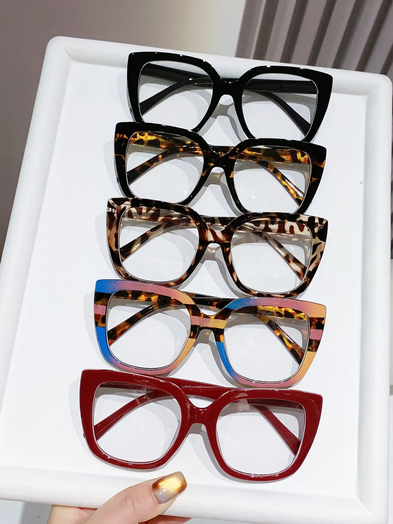 5 Pcs Men Women Blue Light Blocking Glasses, Simple Daily Use, Square Frame, Suitable for Work and Casual Wear, Eyewear Accessories