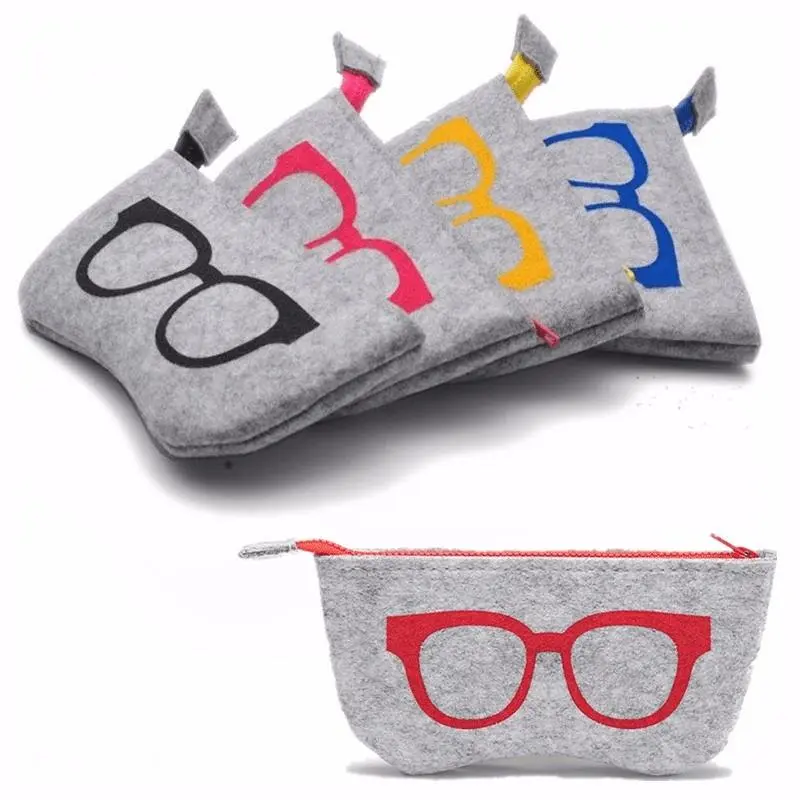 Home Supplies 2-Pack Fashion Compact Felt Glasses Pouches - Formaldehyde Free, Dust Protection Portable Storage for Sunglasses, Mini Makeup Bags with Multiple Colors Available