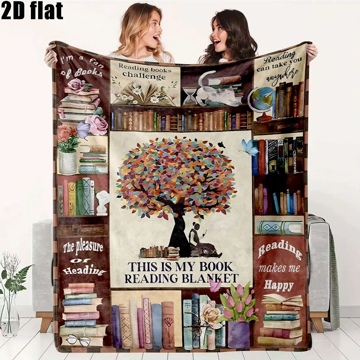 High-Definition Printed Reading Blanket for Book Lovers, Perfect Gift for Holidays, Birthday, Christmas, Ideal for Bed, Sofa, Living Room, Bedroom
