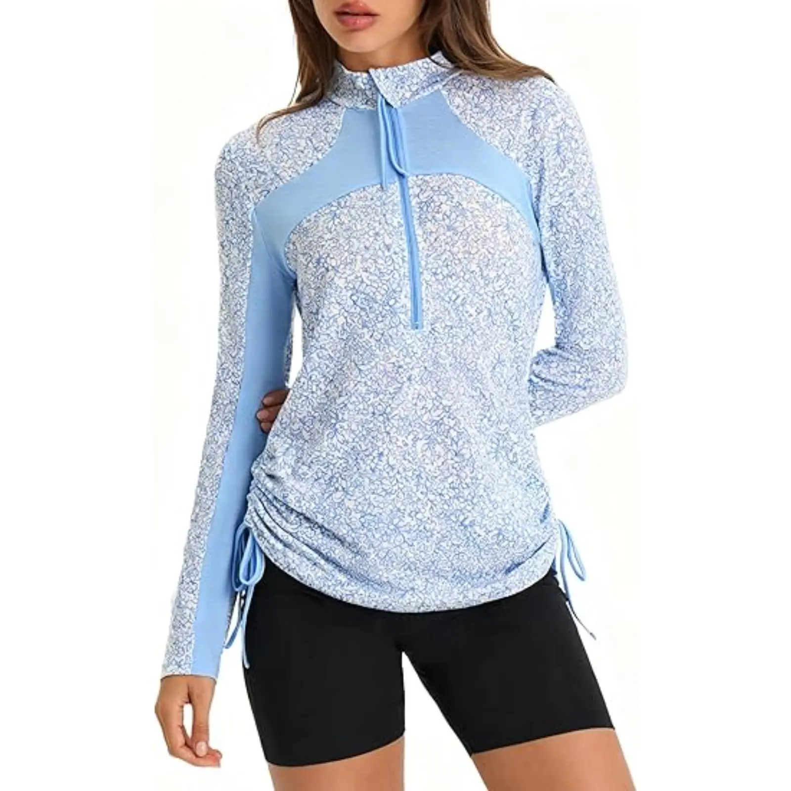YOUSIFY Female Long Sleeve Lightweight Rashguard - UPF 50+ UV-Protective, Stretch Polyester-Elastane, Quick Dry, Breathable, Machine Washable Surfing Gear for Swimming, Workouts, Multi-Size Sports Top