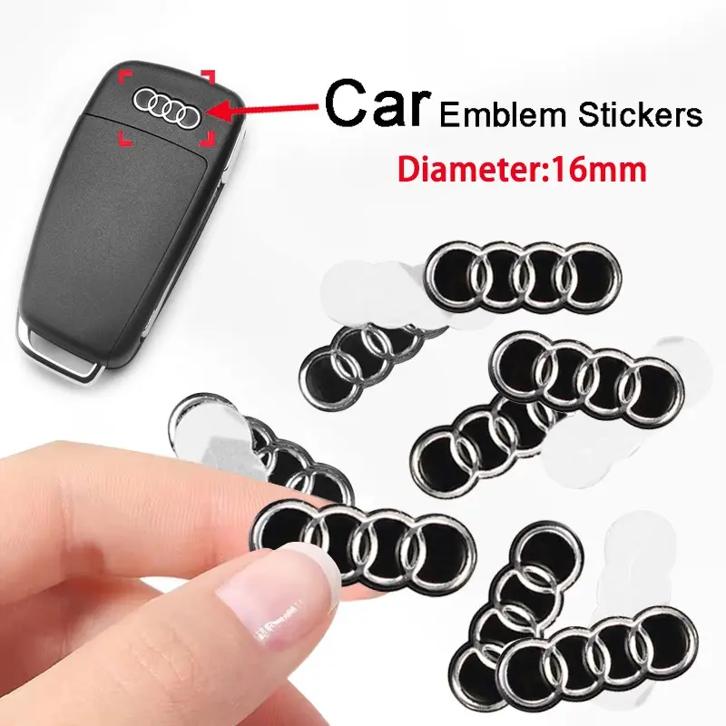 5/10Pcs Aluminium Metal Car Key Emblem Stickers For Audi Sline A3 A1 A4 B8 B7 A6 C7 A5 A7 A8 B9 B6 C6 Q2 Q3 Q5 Q7 Q8 TT S3 S4 S7 S8 RS5 RS6 SQ5 RSQ3 RSQ8 Quattro