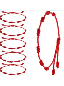 Hilo Kabbalah Red Cord Bracelet, Adjustable 7-Knot Amulet for Protection, Evil Eye and Good Luck, Kabbalah Bracelet, Braided Bracelets