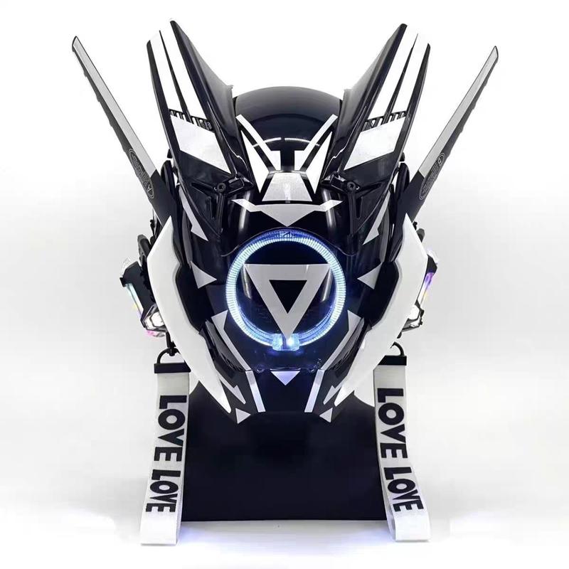Cyberpunk Mask Iron Warrior Helmet Cosplay Men's Mecha Luminous Full Face Hood Tactical Mask