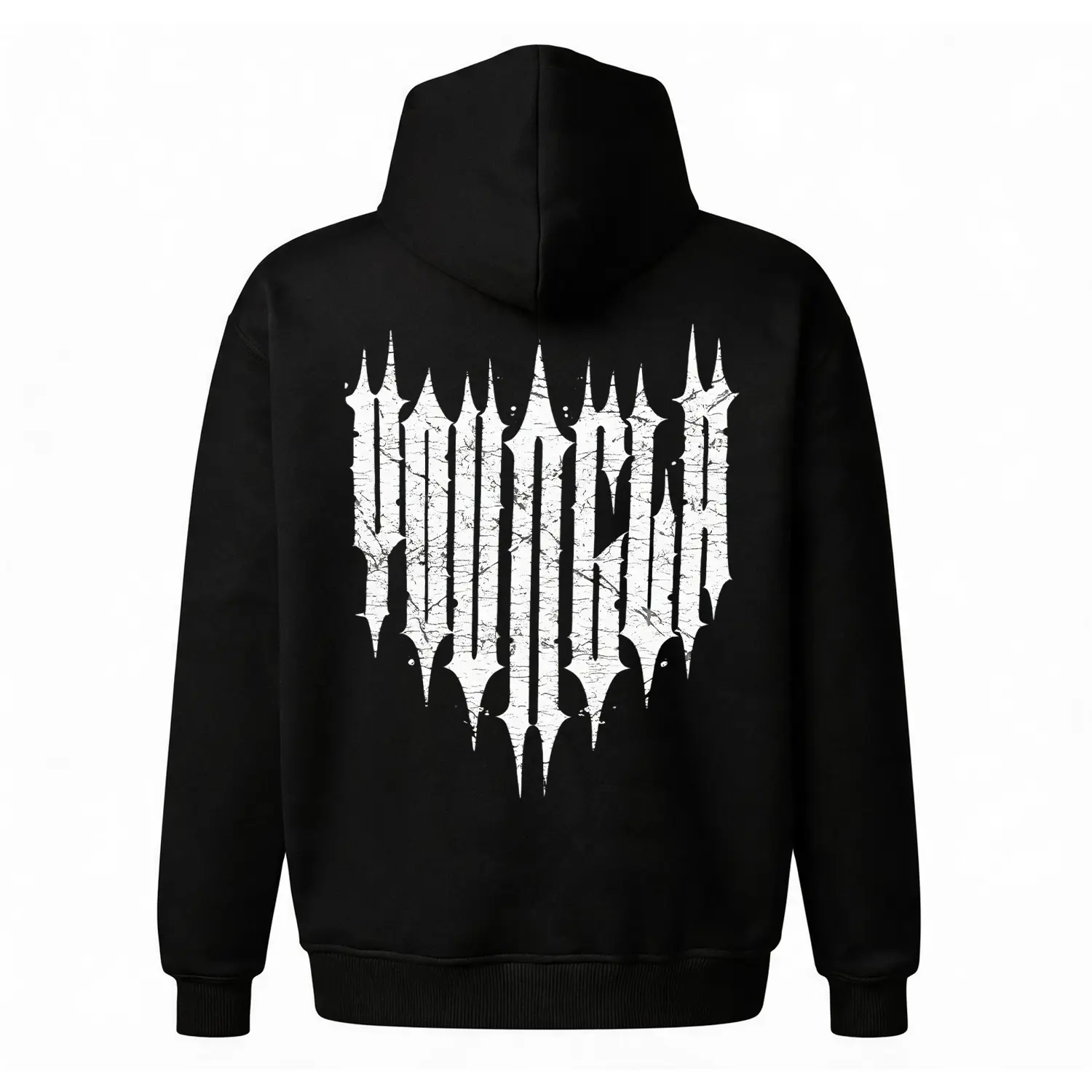 Death Metal Graphic Hoodie |   Grunge Typography Back Print Sweatshirt |   Dark Alt Aesthetic Pullover |   Oversized Unisex Fleece Top |   Edgy Spiked Font Hoodie for Men & Women