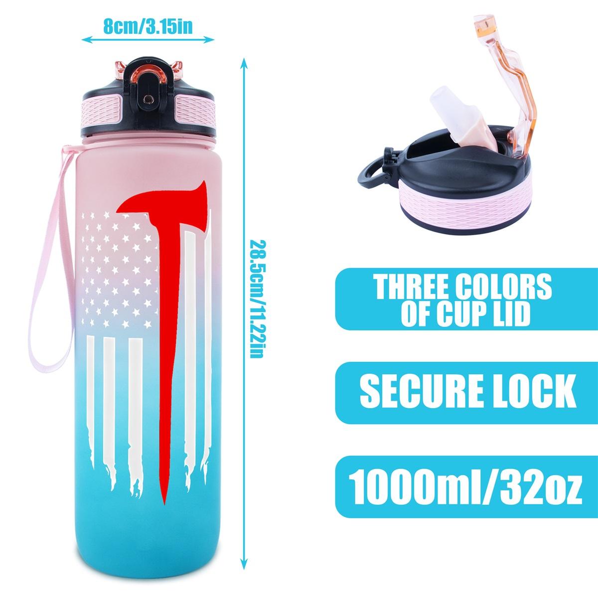 32oz Sports Water Bottle, 1 Count Firefighter Axe American Flag Themed ...