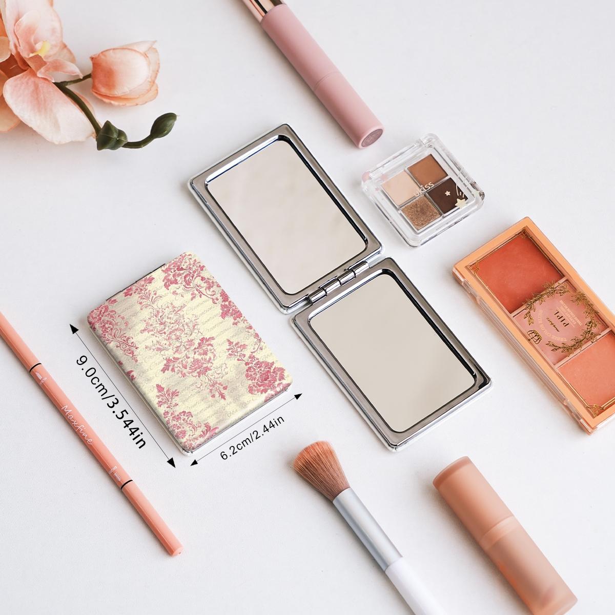 Y2K Wind Flower Pattern Portable Easy to Fold, Rectangular Mirror, Mini Handheld Cosmetic Mirror, Suitable for all kinds of festivals, New Year's Mother, Thanksgiving, Valentine's Day souvenirs, send to family, sisters, relatives and friends