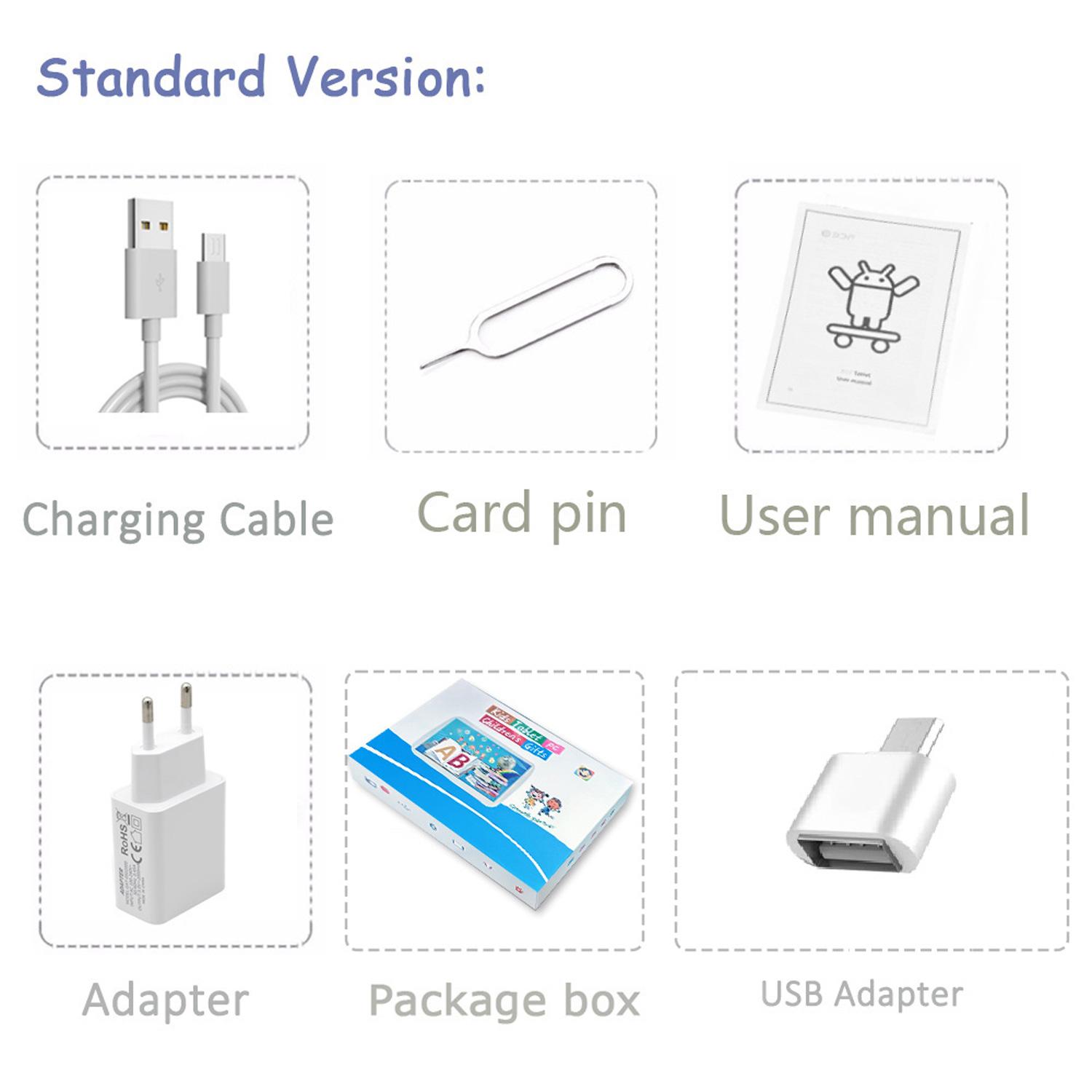 7 Inch 5G WiFi Tablet Pc for Children's best Gifts Android Kids Game Educational Learning Tablets Quad Core 4GB RAM 64GB ROM student parental control de colores con protector anti caídas para niños bluetooth touchscreen