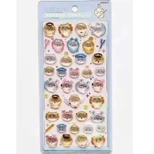 Chiikawa 3D Crystal Stickers Usagi Stereoscopic Adhesive Decal Glitter Transparent Sticker DIY Scrapbook Laptop Phone Decorative