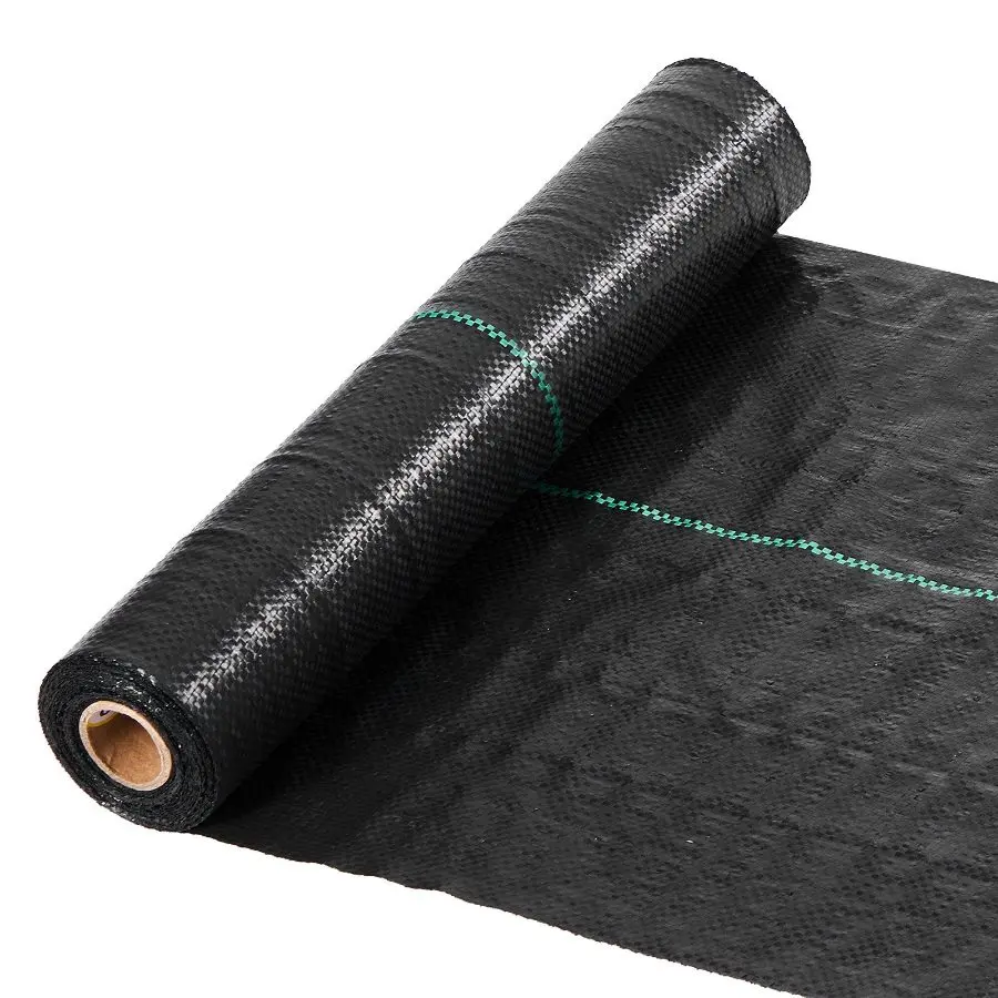 VEVOR Heavy-Duty Weed Barrier Fabric, 1.4x50FT 3.2oz Woven Geotextile Webbing, Outdoor Gardening Ground Cover, Black Gardening Mat for Weed Control