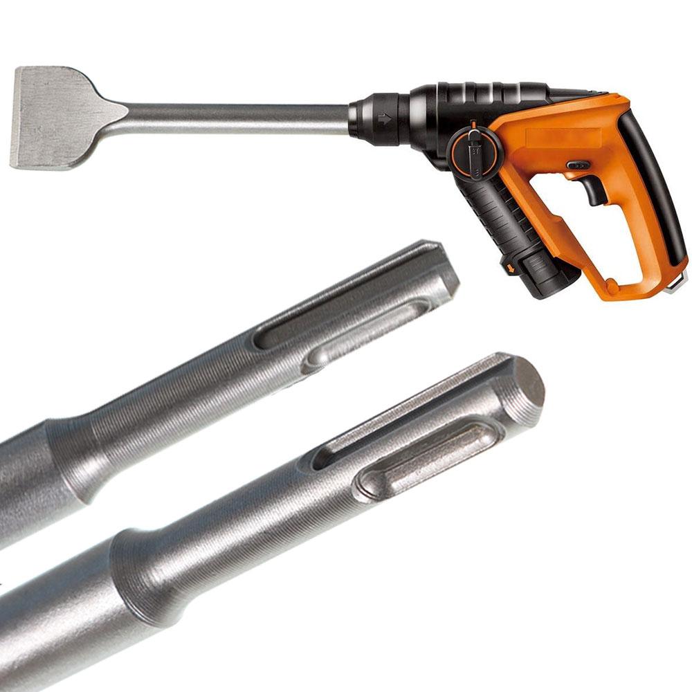 6-Piece SDS Plus Concrete Drill Bit Set - Rotary Hammer Bits Including Point Chisel, 20mm & 40mm Flat Chisels