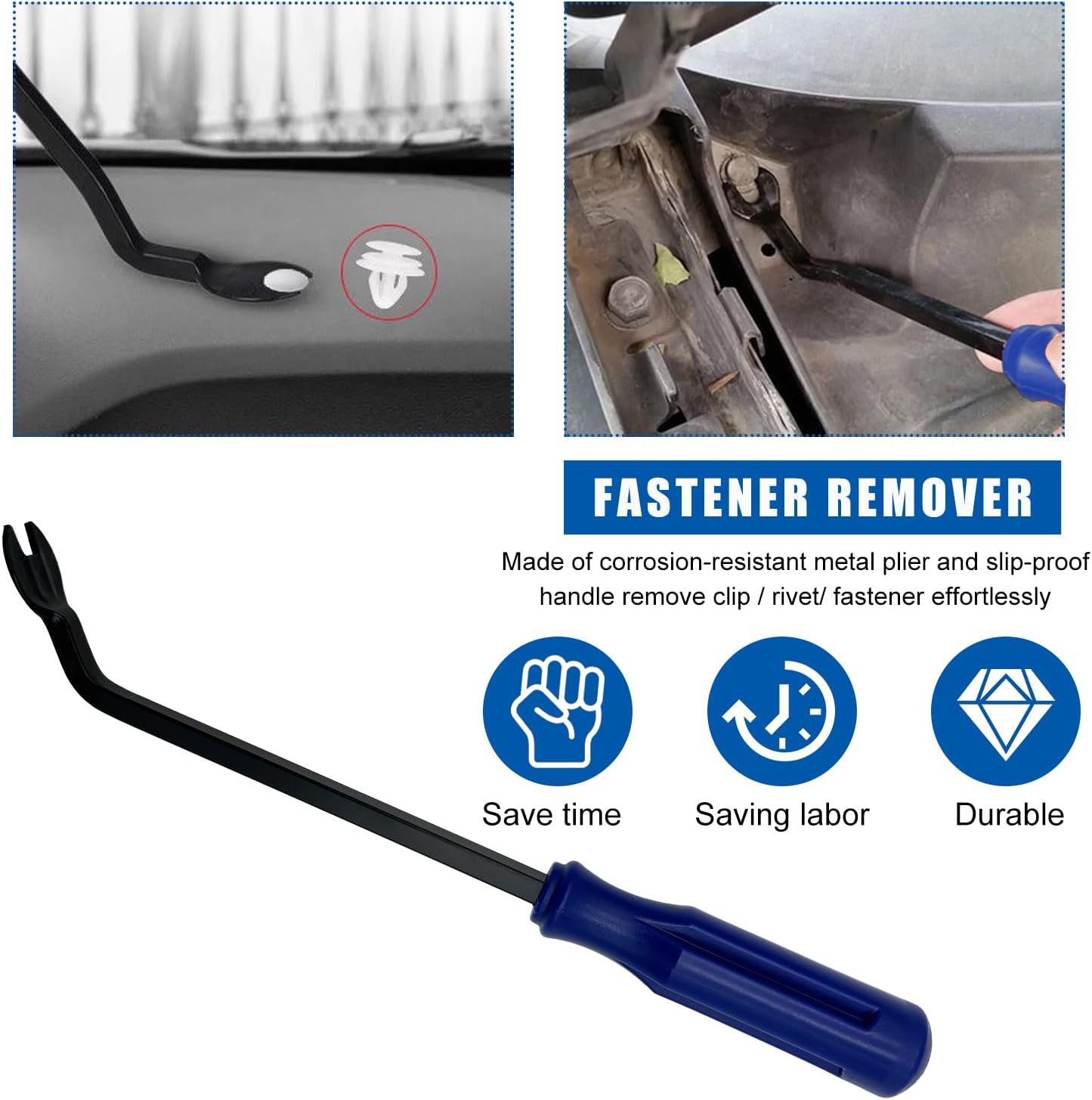 5 count Auto Trim  Kit, No Scratch Plastic Interior Door Panel Clip Fastener Removal  Set,  Audio Dash Window Molding Remover Tool Kit,  Accessories (Blue)