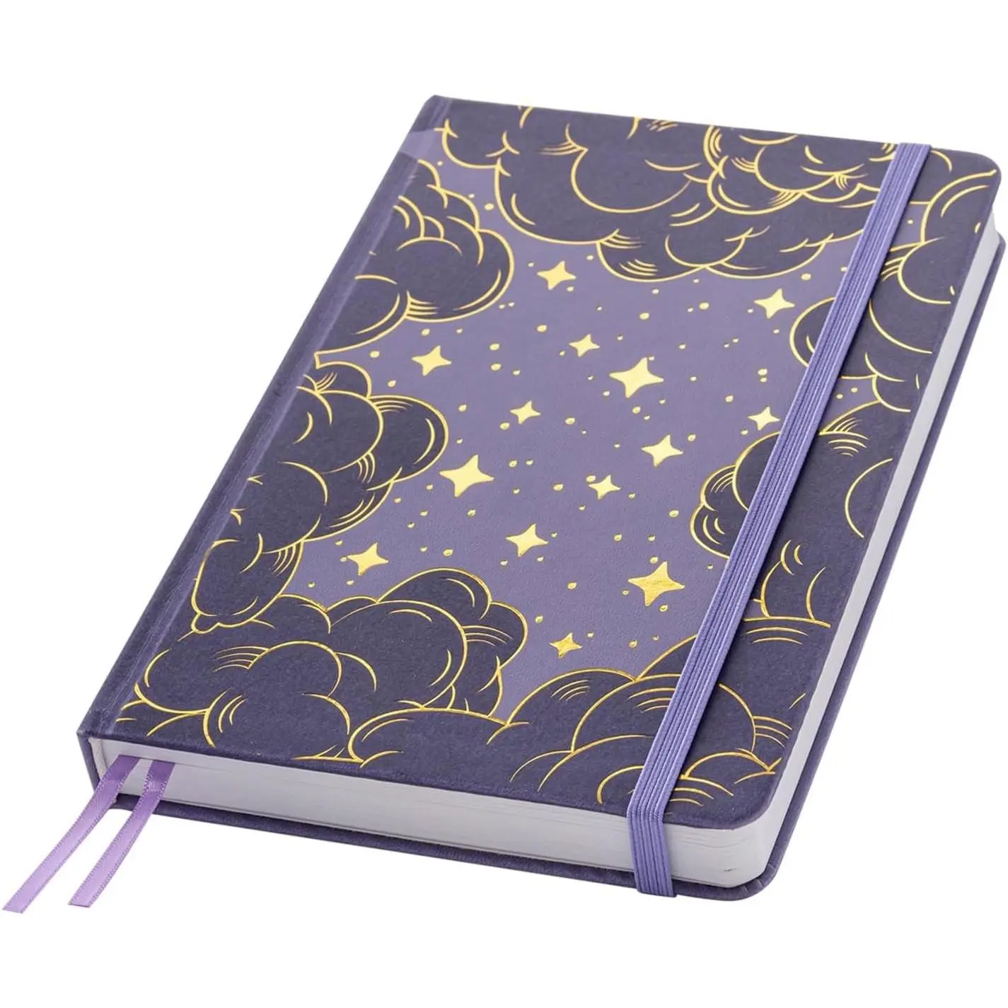 Dot Grid Journal with 160GSM Thick Paper, 192 Pages, A5 Dotted Notebook for Work, School, Travel | 180° Lay Flat, Foil Stamped Cover, Elastic Band, 2 Bookmarks & Inner Pocket (Dark Purple)