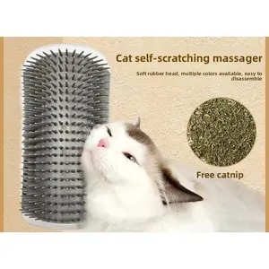 Self-Grooming Corner Brush for CatsFree Catnip Included — Soft silicone corner scratcher and massager suitable for indoor cats and puppies; easy to install and remove.