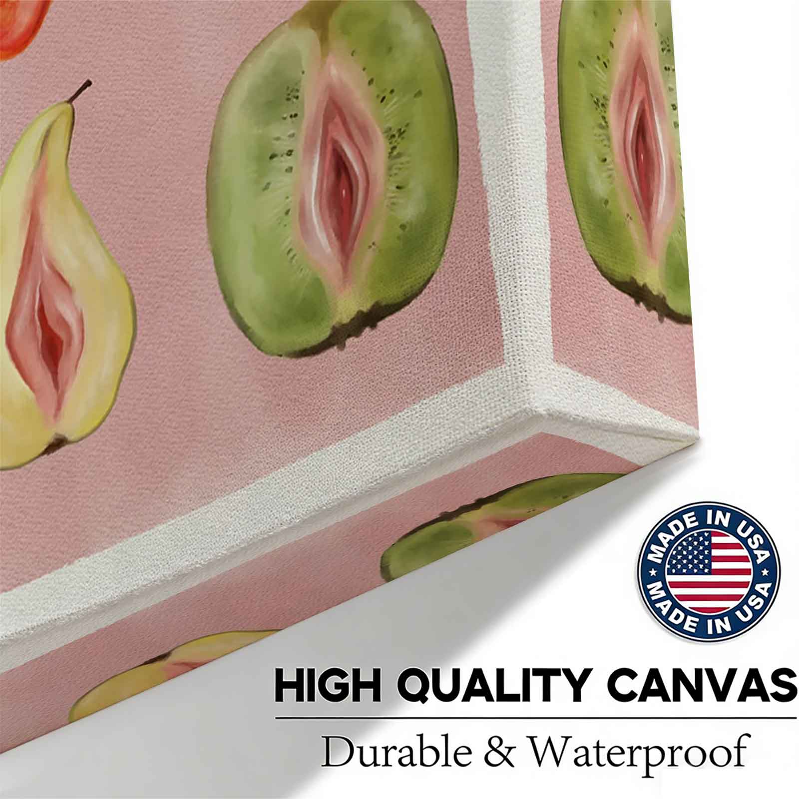 Abstract Fruit Body Positive Watercolor Canvas Wall Art, Funny Vulgar Fruit Print, Aesthetic Bathroom/Boho Wall Decor, Unique Feminist Art Poster Gift for Her