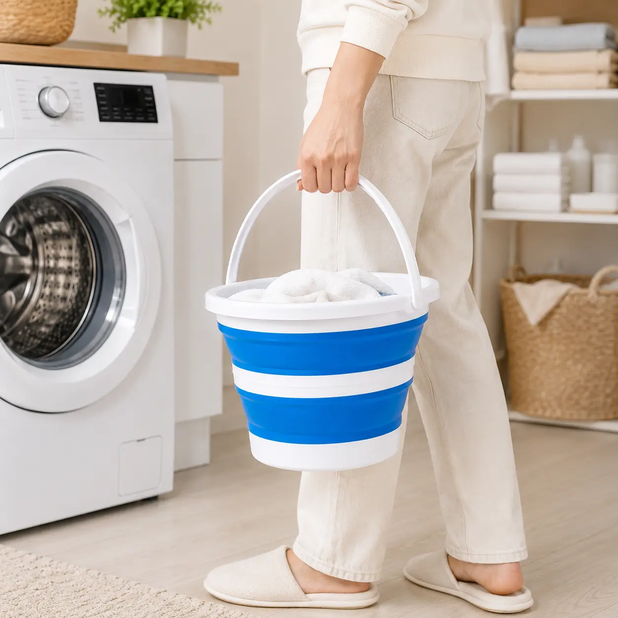 10L Collapsible Car Wash Bucket with Microfiber Wash Mitt, 2.6-Gallon Portable Folding Water Pail with Handle for Car Detailing & Household Cleaning