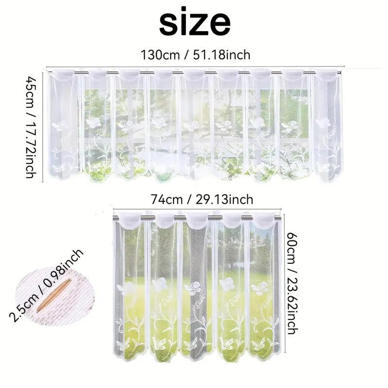 Butterfly & Flower Pattern Lace Curtain, Short Curtain, Window Curtain for Home Living Room Bedroom Kitchen, Home Decor, Net Curtains Window