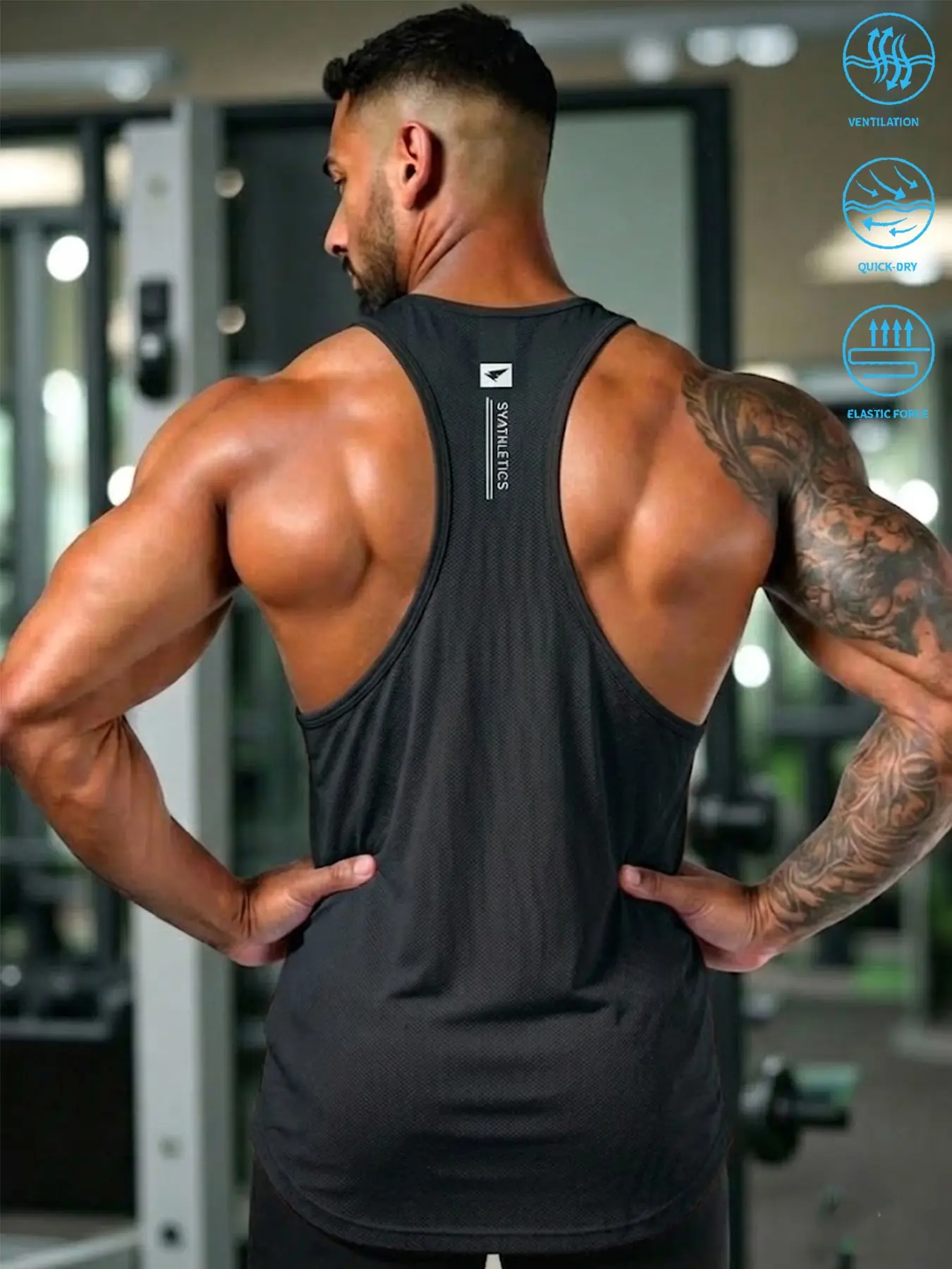 Men's Quick Dry Gym Tank Top Muscle Fit Breathable Mesh Stringer One Wear Multiple Ways Workout Running Streetwear Tank Gym Wear Fitness T-Shirt Y2K Dry Fit Vest