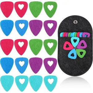 20 count Felt Ukulele Picks Felt Heart Shape Pick with Pick Holder Case Multicolored Felt Thumb Picks Easy Grip Cute Ukulele Picks for Bass, Ukulele, Guitar, Hollow