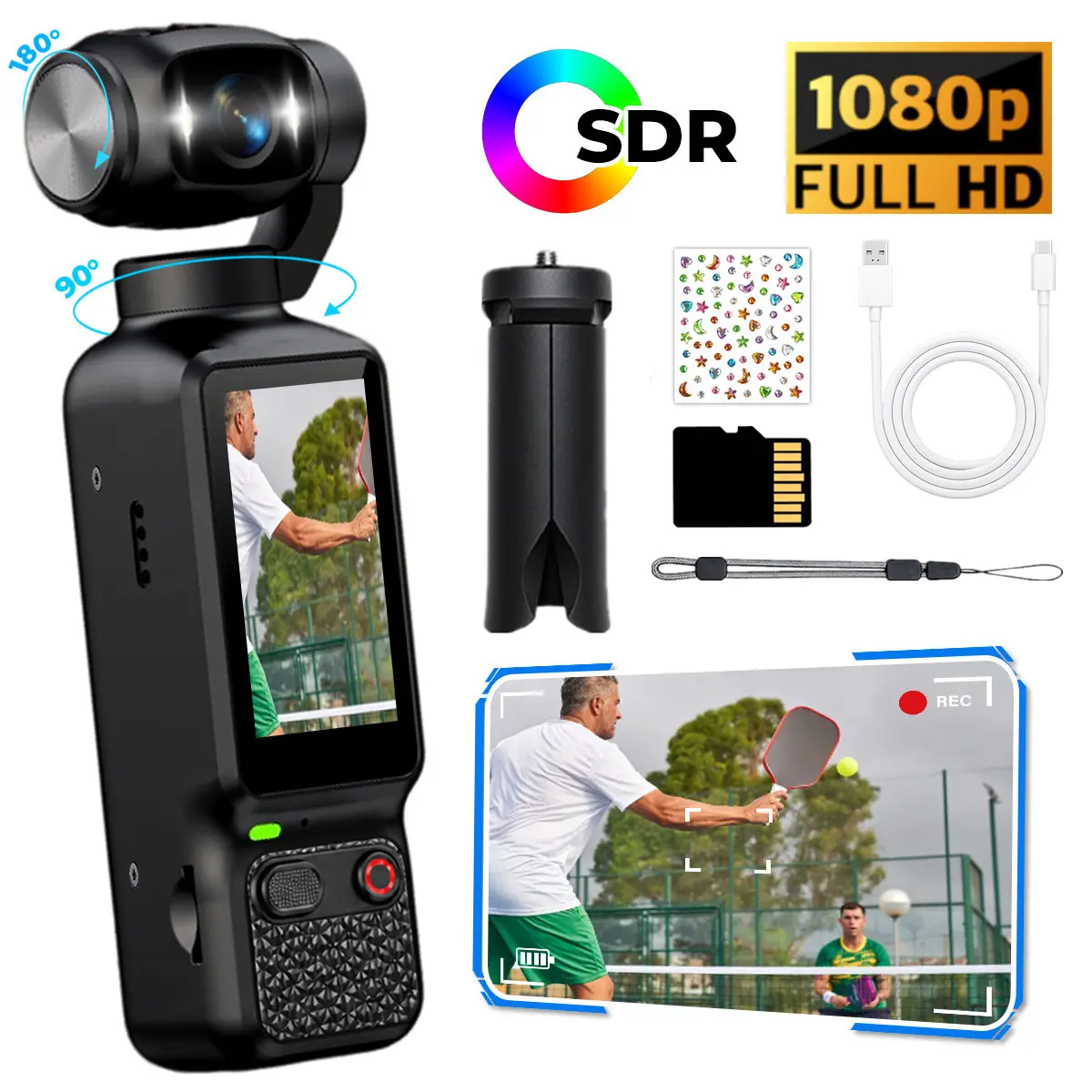 1080P HD Convenient Camera, USB Rechargeable Home Outdoor Camera, Bicycle Video Recorder, Small Camera Video and Audio Recording Sports Camera, Multifunction Recorder