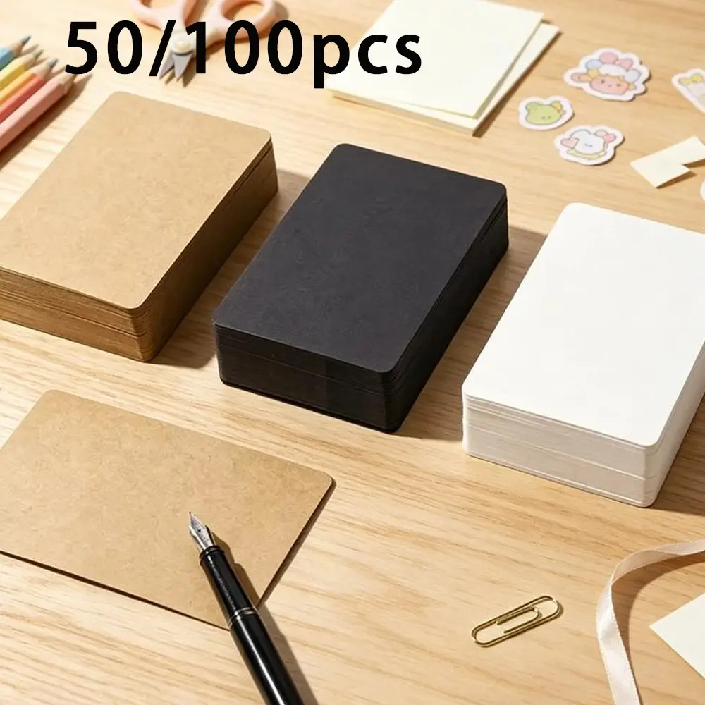 50/100pcs Thick Blank Kraft Paper Cards, DIY Postcards, Doodles, Bookmarks, Greeting Cards, 3 Colors Available, Perfect for Crafts