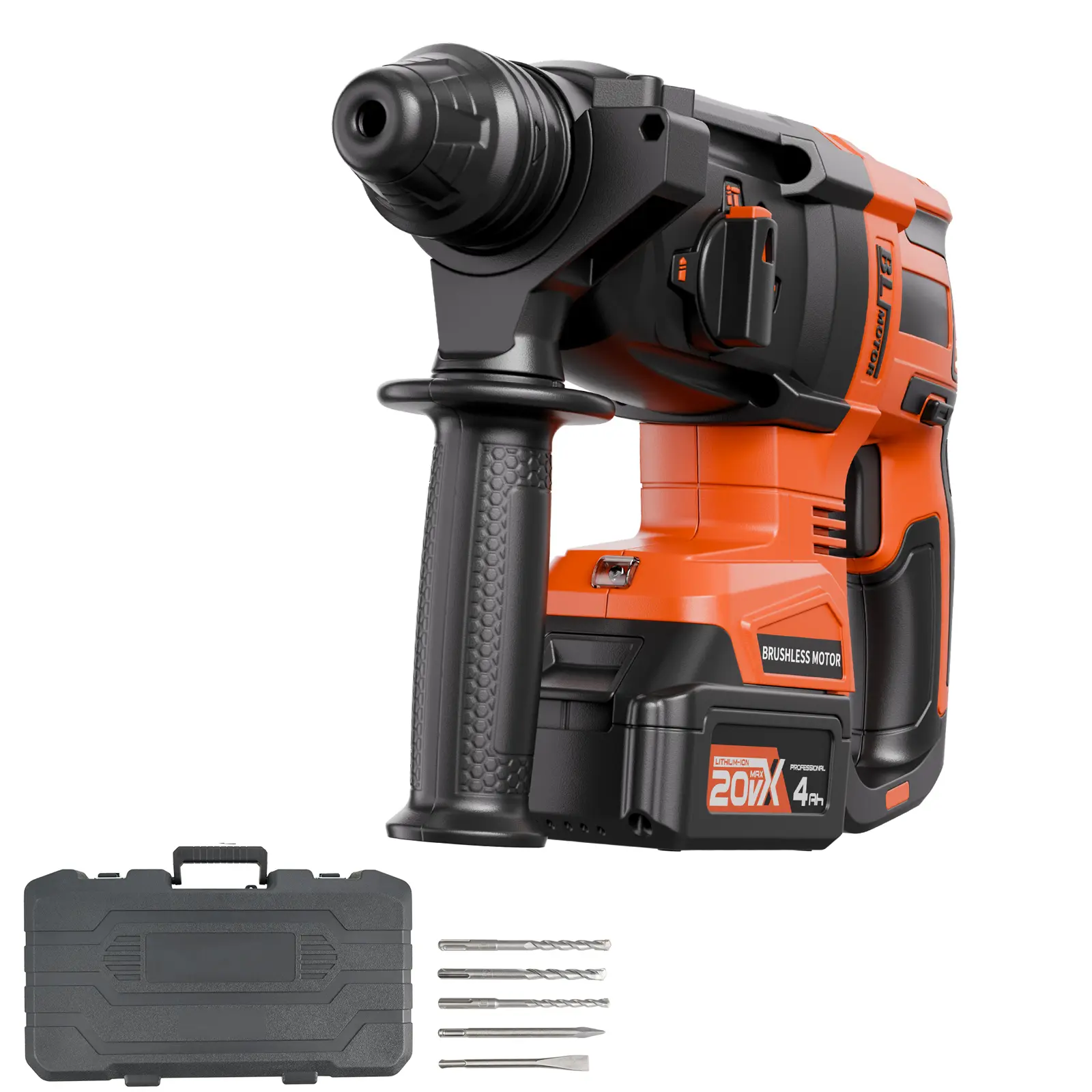20v Brushless Cordless Hammer Drill, 20V 4.0Ah Lithium Battery Capacity, PA6 + Steel Construction, Engineered for Control, 4-in-1 Functionality