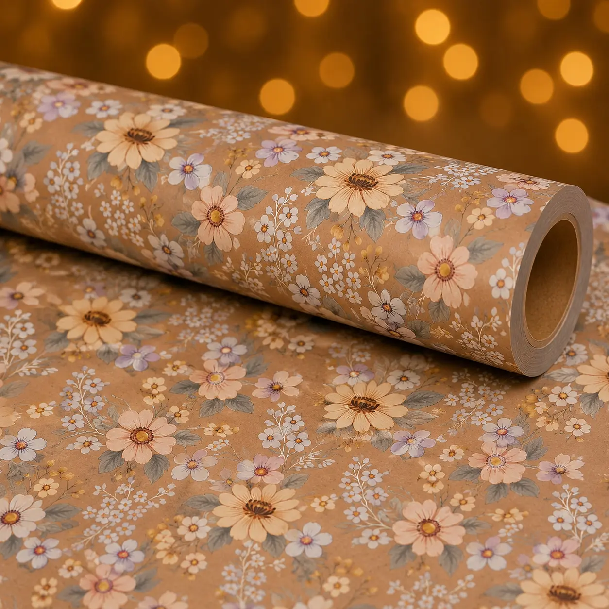 9.8FT Vintage Neutral Wildflower Wrapping Paper Roll, Christmas Gift Wrap, Brown Wrapping Paper,For Birthday Holiday Party Gifts, Christmas Gifts, Winter Gift Wrapping, Handmade Gifts, Christmas Box Wrapping, Party Decorations DIY Crafts, Gifts for Elders