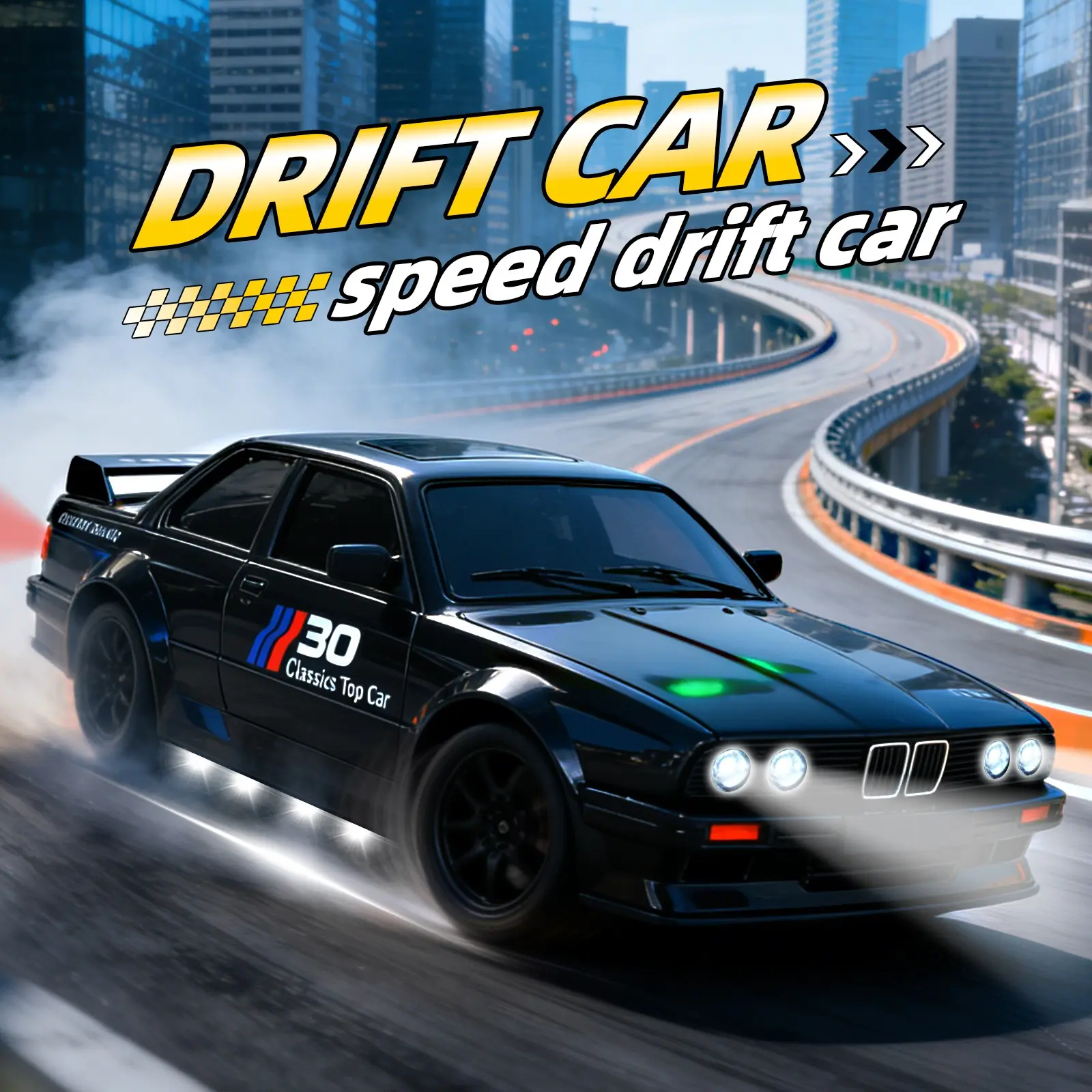 1:24 Remote Control Drift Car, 1 Box 2.4G 4WD Remote Control Car with Light & Tires, Perfect Birthday Gift for Kids