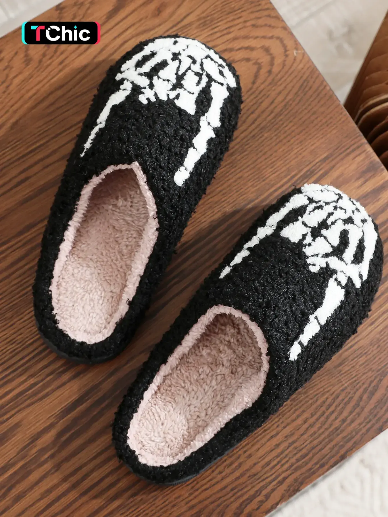 Gothic Skull Finger Slippers for Women, Cozy Warm Quiet Non-Slip Indoor Home Slippers, Colorblock Embroidery, Soft Sole, Fall Winter Comfort, Warm House Slippers