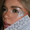 Silver Color Star Stick-On Rhinestone Gems, Face and Body Makeup Decor, Ideal for Festival, Stage, Party, and Crafts