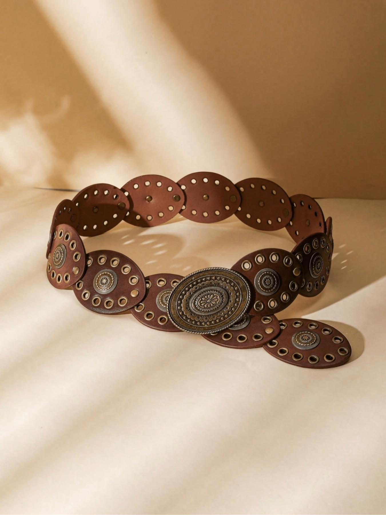 Boho Style Women's Waist Belt, Western Design, Perfect Accessory for Casual & Daily Wear, Fashion Patchwork Belt