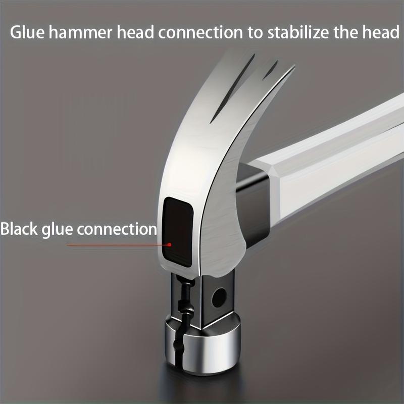 2-in-1 High Carbon Steel Claw Hammer with Nail Puller - Double Groove Design, Round Head Safety - Ideal for Home, Industrial, and Emergency Use, Portable for Carpentry and Camping