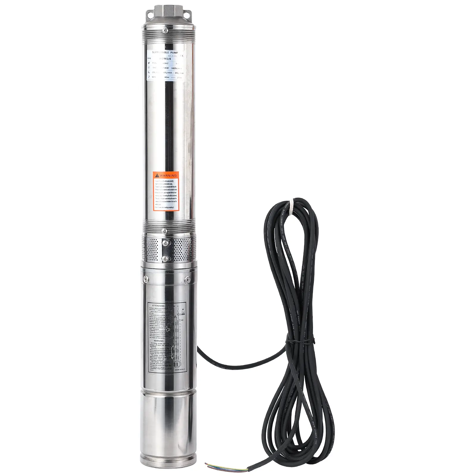 12V DC Deep Well Pump Solar Submersible Water Pump for Well, Livestock Drinking, Tank Filling, Water Reservoir, 200W