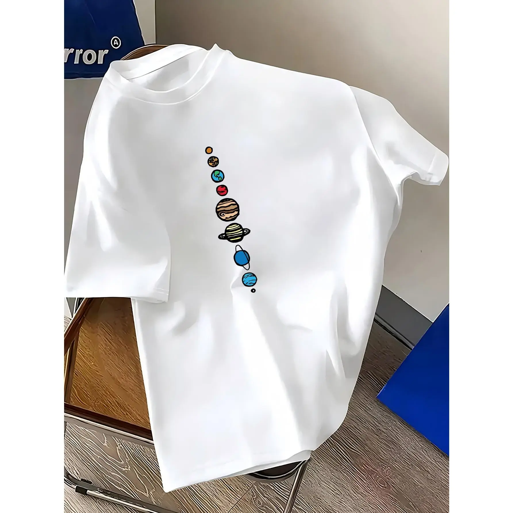 Men's American Vintage Round Neck Short-Sleeve Tops, Casual Menswear Fashion T-Shirt with Comfortable Fabric