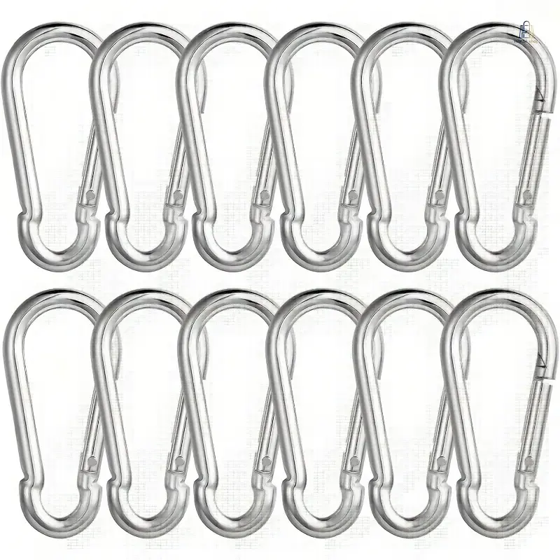 12Pcs Heavy Duty Spring Snap Hooks Set, Multifunctional Metal Carabiner Clips Quick Links Keychain Buckle for Hammock Swing Camping Hiking Fishing Travel Outdoor Gear