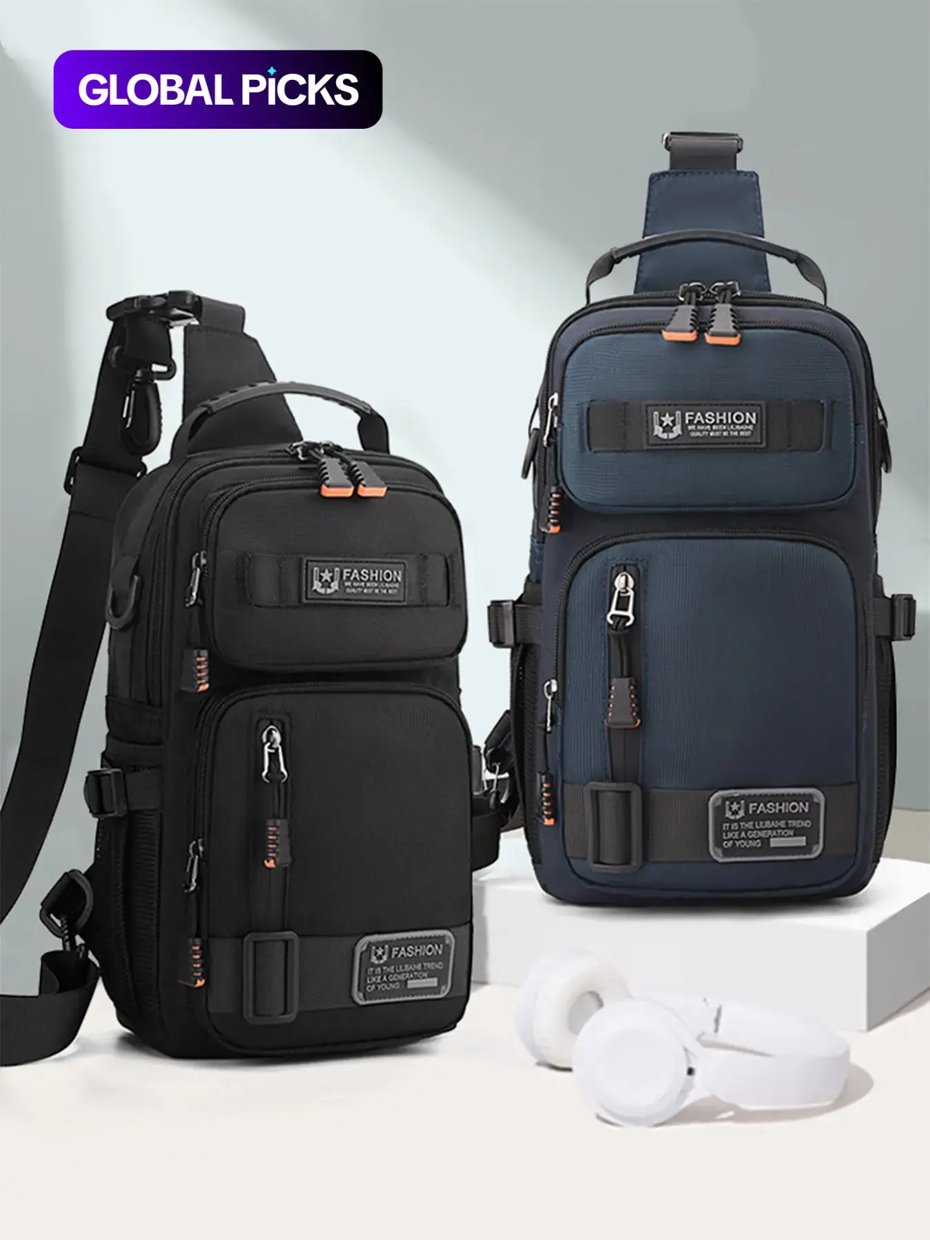 Men's Large Capacity Multi-Pocket Chest Bag, Shoulder Messenger Bag, Single Shoulder Crossbody Pack, Lightweight Travel Sports Pouch for Daily Use