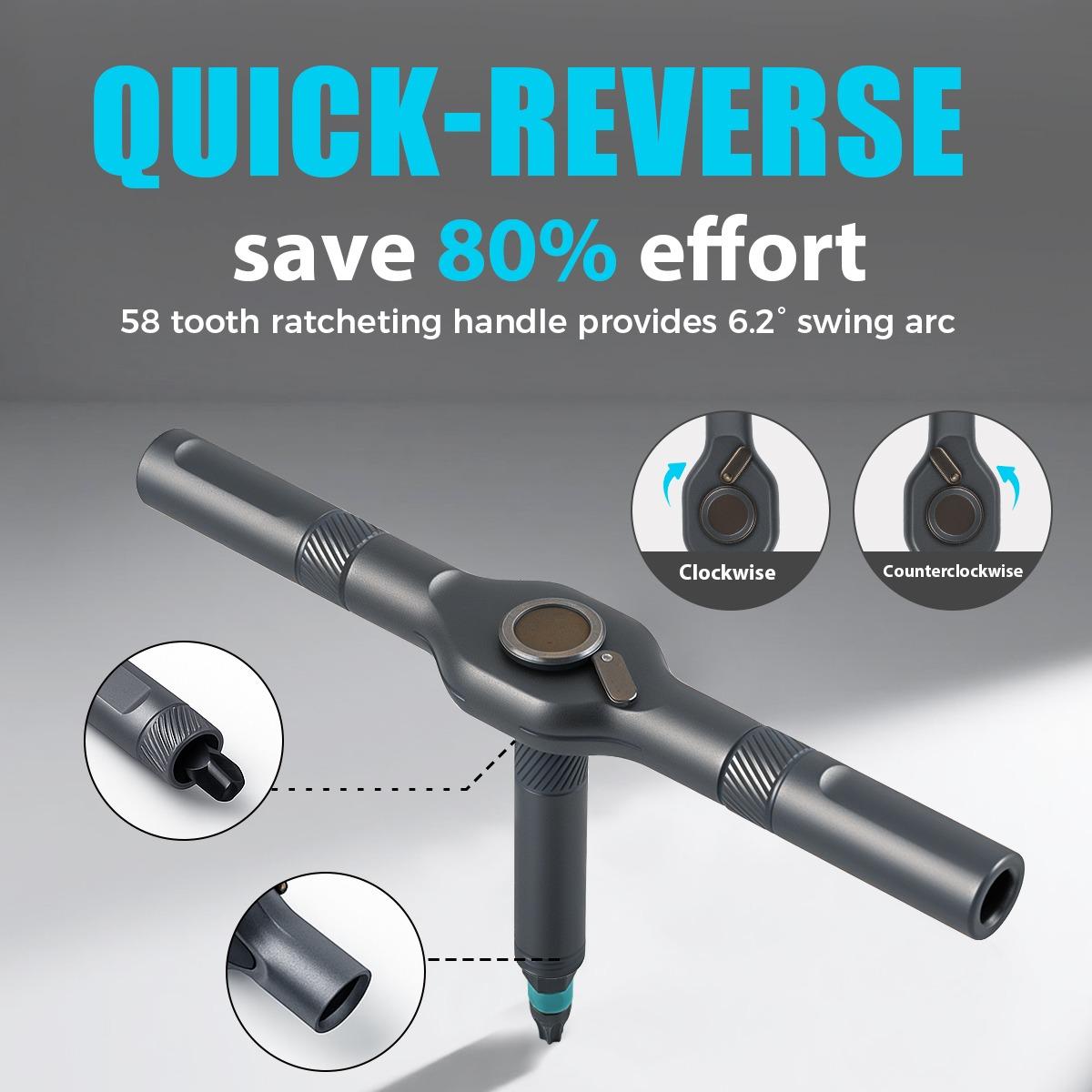 Magnetic Screwdriver Set, Multifunctional Drill Bit Set for Household Repairs, Detachable T-Shaped Ratchet Handle for Easy Use