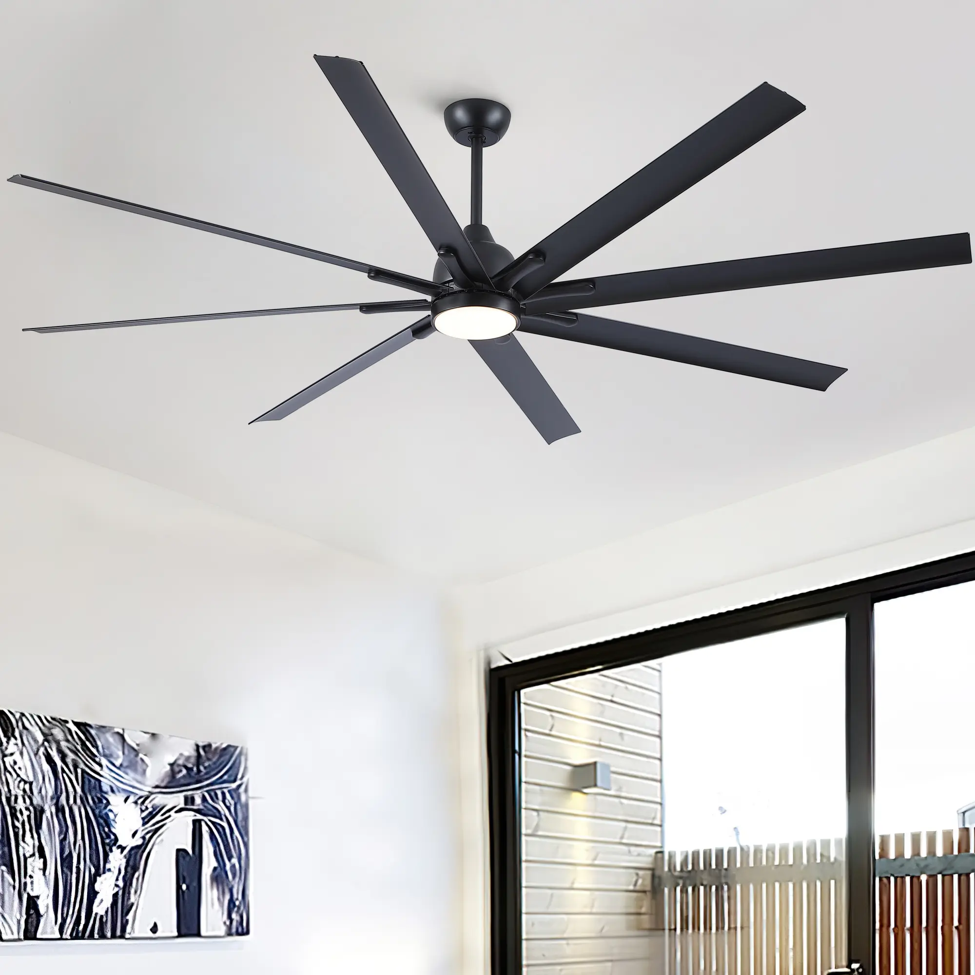 ARCH 84 Inch Super Large Black Ceiling Fan with Remote Control 8 Blades, Quiet Reversible Motor, Modern Indoor/Outdoor Ceiling Fan for Living Room Bedroom Patio, High Airflow, Easy Installation, Home Furniture and Household Product Search Terms