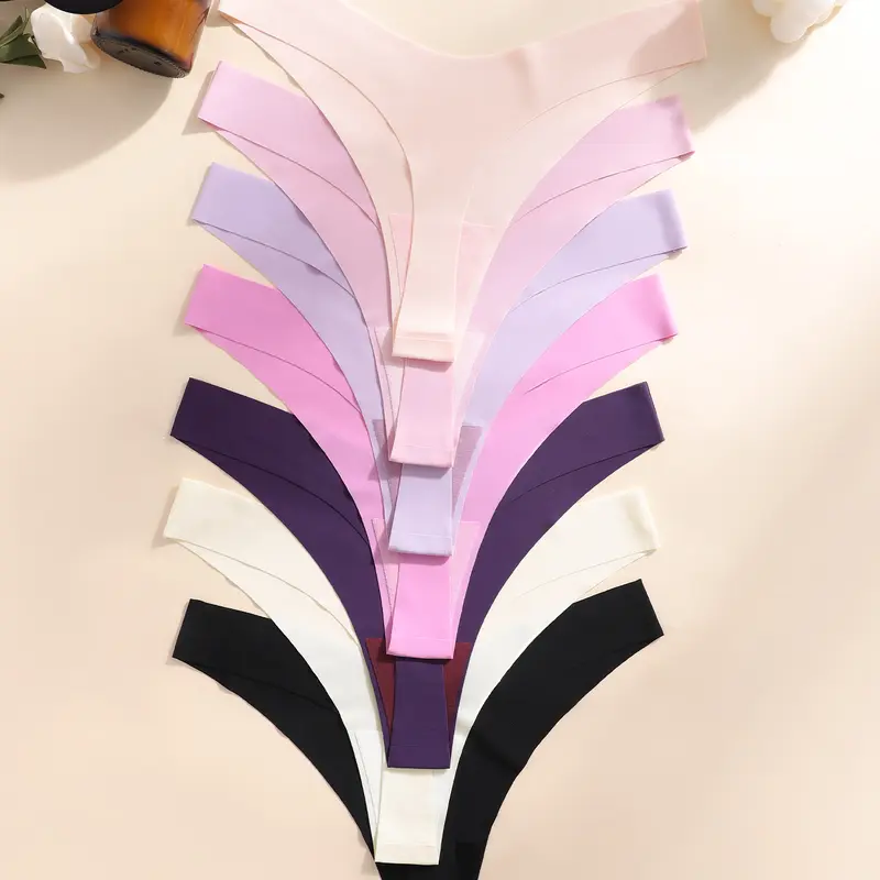 Women's Comfortable Soft Seamless Plain Low Waist Thong Breathable Panties, Casual Fitted Breathable Stretch Underwear for All Seasons, Pack of Multiple Sizes Available, Seamless Panties Set, Comfy Fit Panty, Breathable Knicker, Soft Breathable Knickers