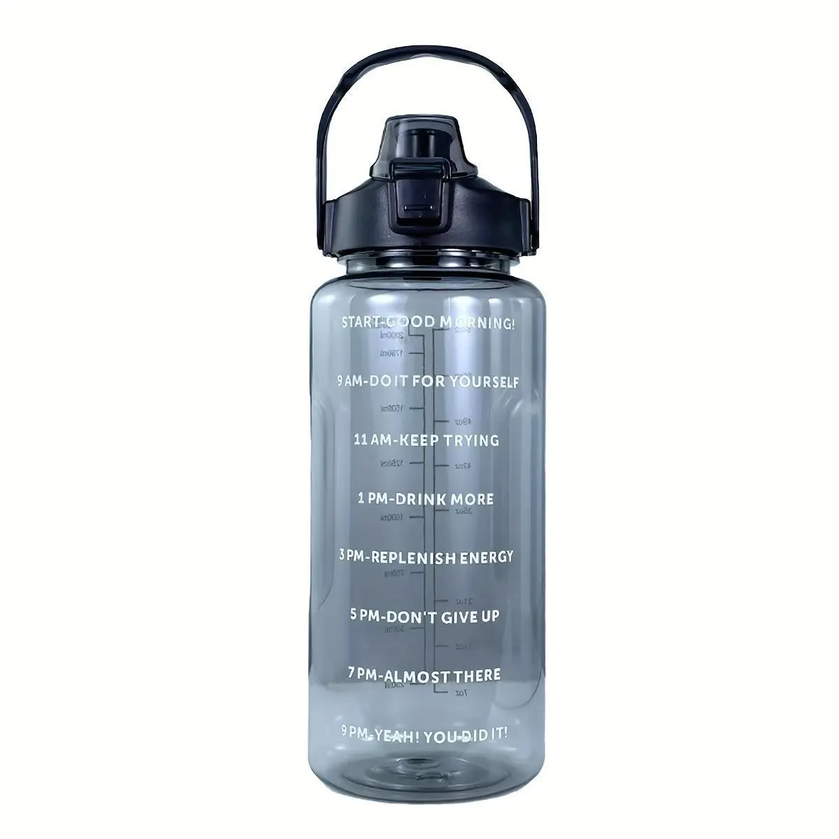 2000ml (2L) Cylindrical Colorful Plastic Water Bottle with Straw, Time Marker, Large Capacity Design, Single Bottle for Outdoor Sports, Fitness, Yoga Use