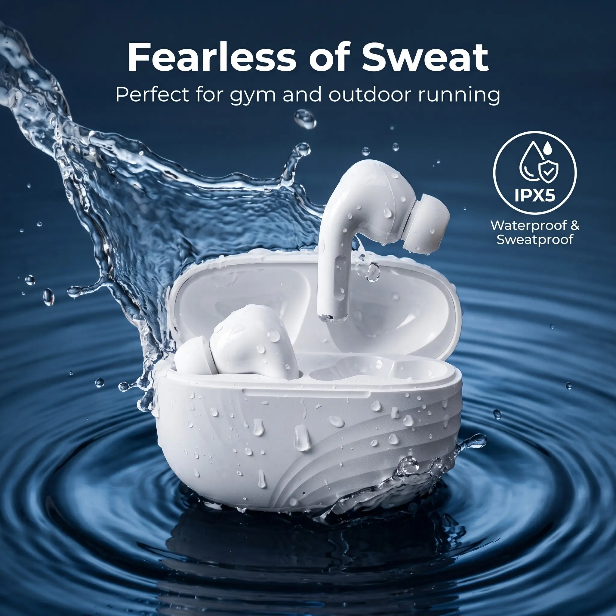 Meiyixin TWS True Wireless Bluetooth-compatible Earbuds, Waterproof In-Ear Stereo Earphones, Wave Texture Charging Case, Ideal for Sports & Gaming